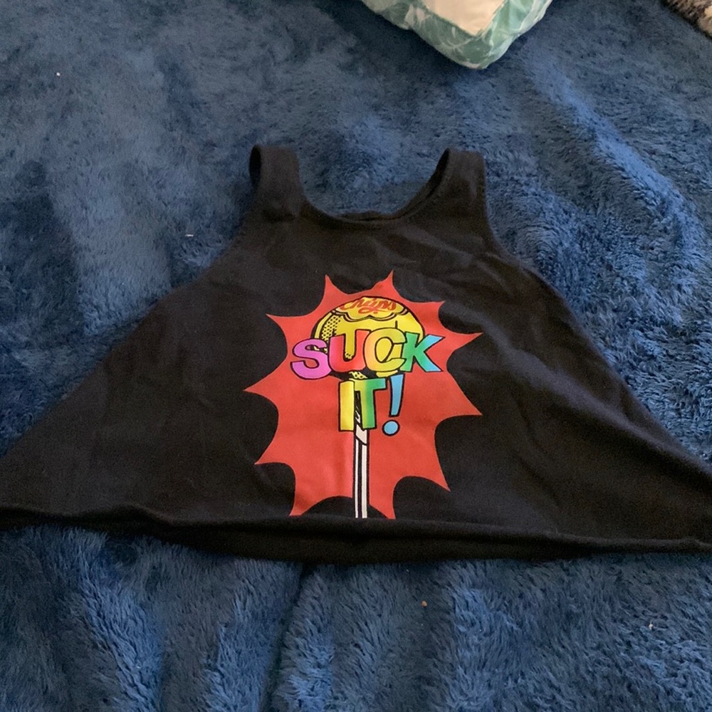 Funny cropped graphic tank